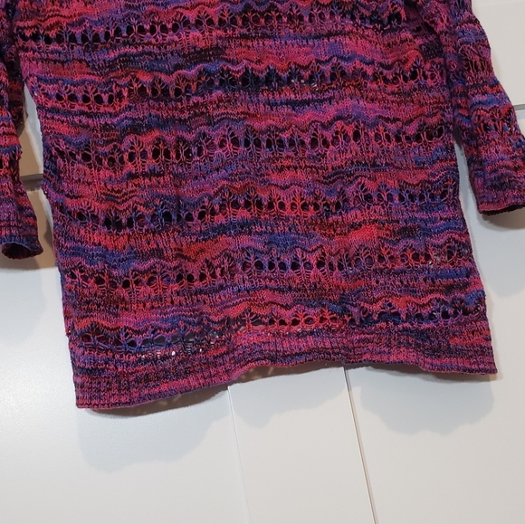 Kensie Open Knit Sweater Pink Purple Blue Size Large - Picture 5 of 13